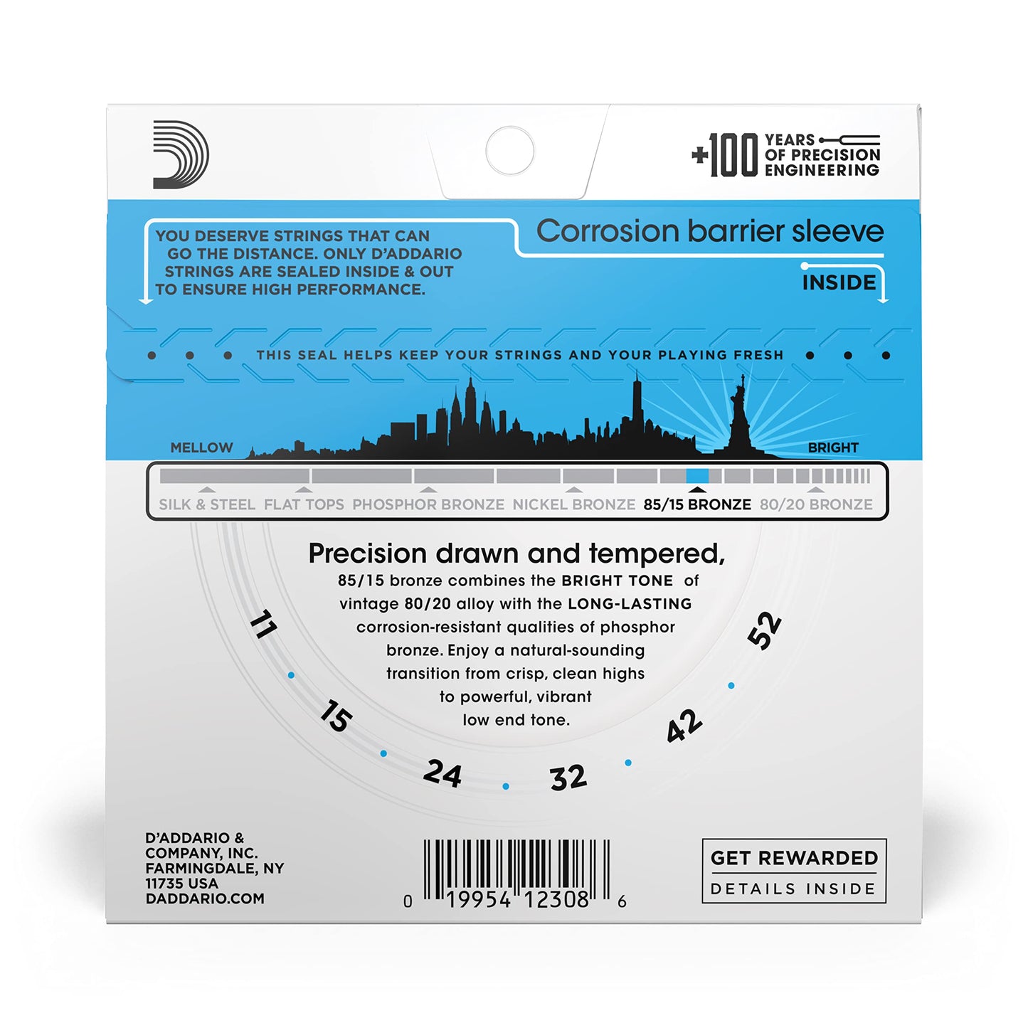 D'Addario EZ910 85/15 Bronze Acoustic Guitar Strings 11-52 Light - Deccan Retail