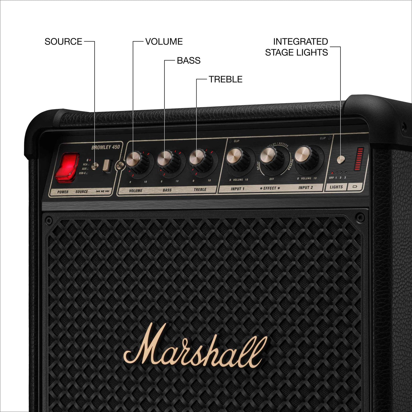 Marshall Bromley 450 Portable Party Speaker – Black & Brass