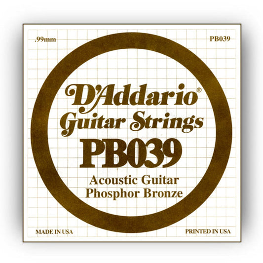 D'Addario PB039 Phosphor Bronze Acoustic Guitar String .039 - Deccan Retail