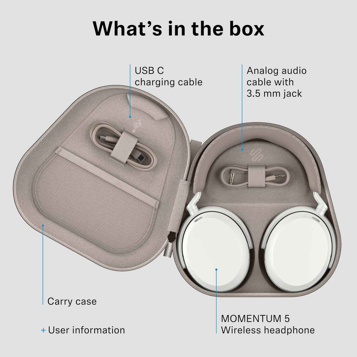Sennheiser Momentum 5 Wireless Headphones (New Launch) – Adaptive ANC, 57-Hr Battery, Replaceable Battery, Hi-Res Audio, Dolby Atmos, aptX Lossless, Clear Calls, Gaming Mode, Sound Personalisation