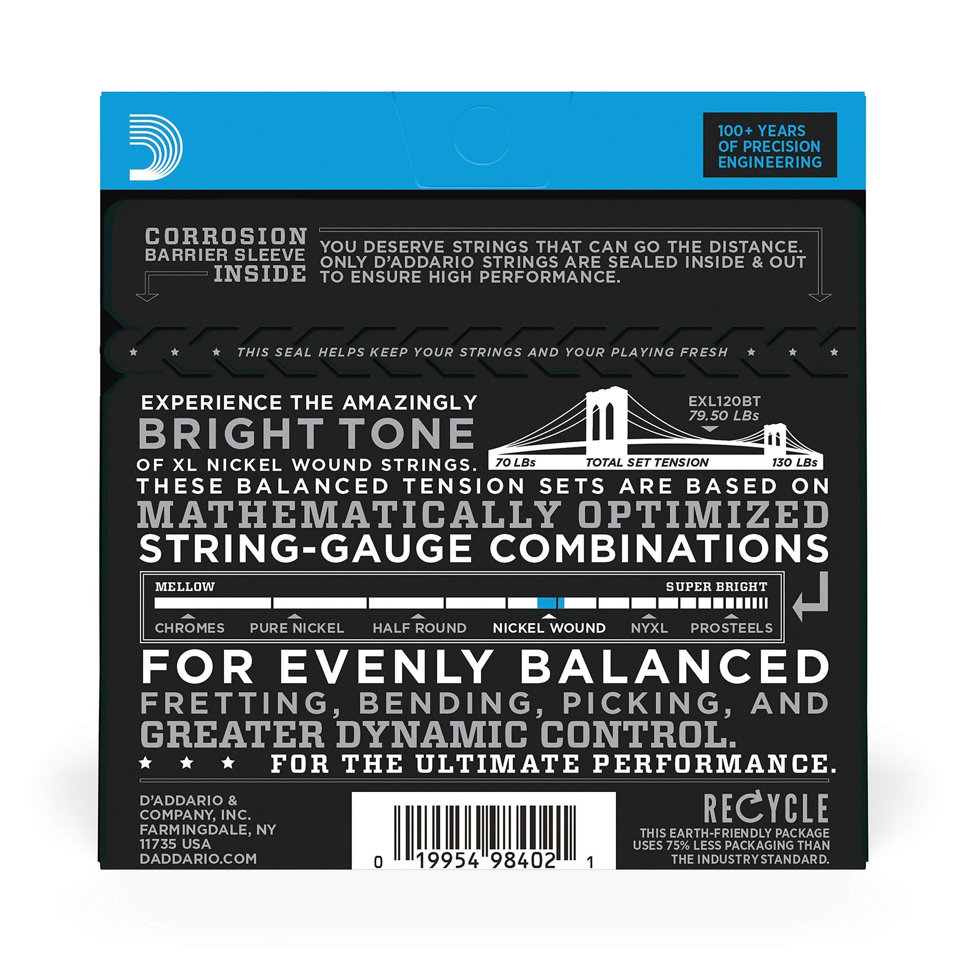D'Addario EXL115BT Nickel Wound Electric Guitar Strings 11-50 Medium - Deccan Retail