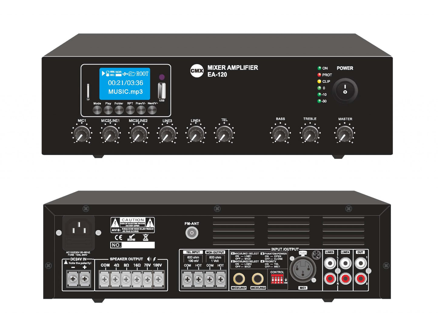 CMX EA Series Mixer Amplifier with USB/SD/FM/Bluetooth (EA-30 / EA-60 / EA-120) - Deccan Retail