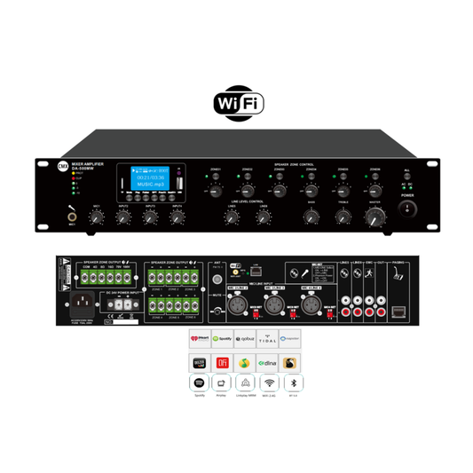 CMX DA-MW Series Wi-Fi Internet Streaming 6-Zone Mixer Amplifier with Bluetooth, USB, FM & MP3 (DA-120MW / DA-240MW / DA-350MW / DA-500MW)