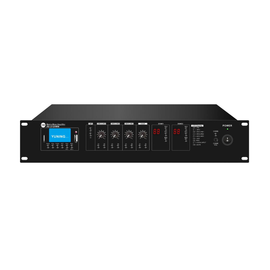 CMX PA-MW Series Wi-Fi 2-Zone Matrix Mixer Amplifier with USB, SD, FM & Bluetooth (PA-2120MW / PA-2240MW / PA-2350MW / PA-2500MW)
