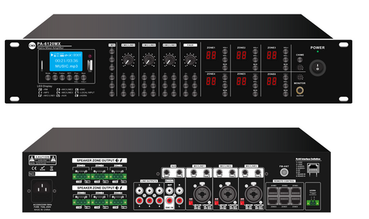 CMX PA-MX Series 6 Zone Matrix Amplifier with USB/SD/FM/Bluetooth (PA-6030MX / PA-6060MX / PA-6120MX) - Deccan Retail