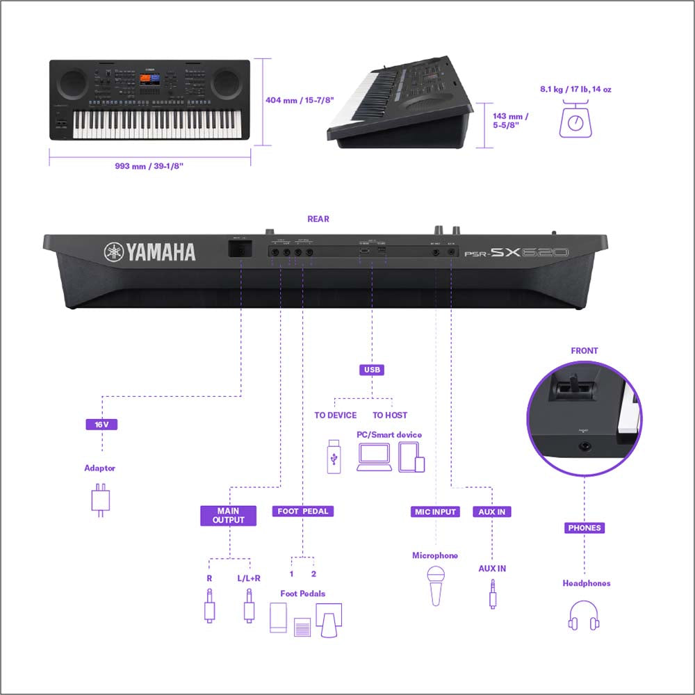Yamaha PSR-SX620 61-Key Digital Workstation Keyboard