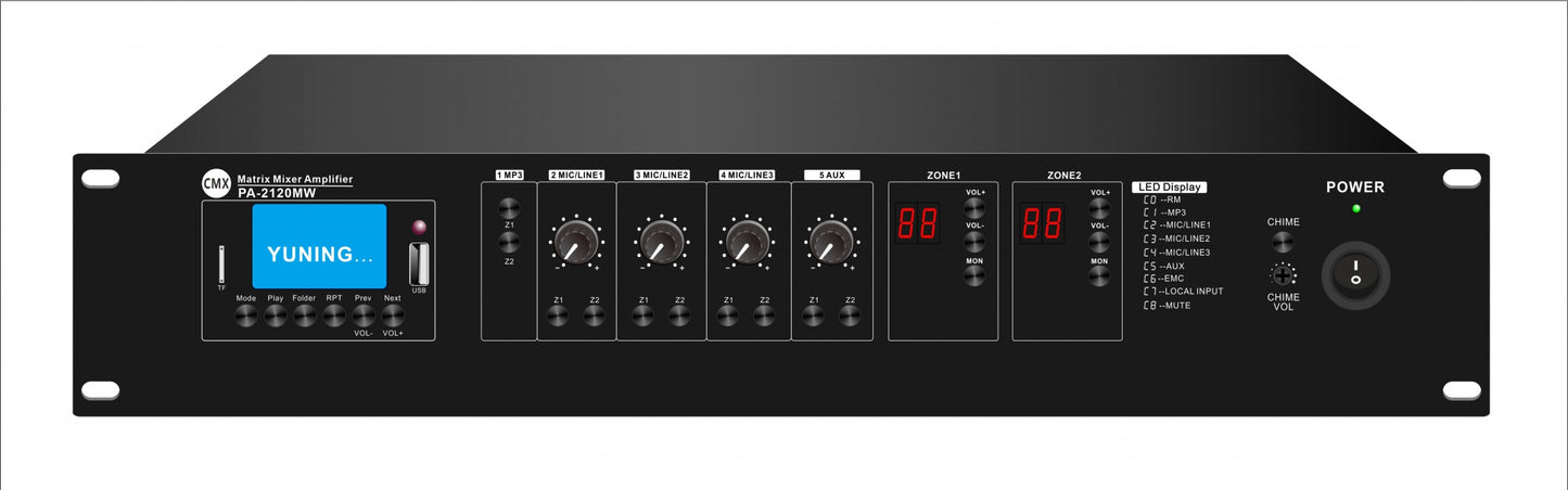 CMX PA-MW Series Wi-Fi 2 Zone Matrix Mixer Amplifier with USB/SD/FM/Bluetooth (PA-2120MW / PA-2240MW / PA-2350MW / PA-2500MW) - Deccan Retail