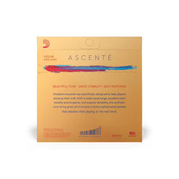 D'Addario Ascenté Violin String Set 4/4 Scale Medium Tension (A310 4/4M) - Deccan Retail