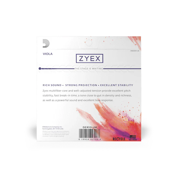 D'Addario Zyex Viola String Set Long Scale Medium Tension (DZ410 LM) - Deccan Retail