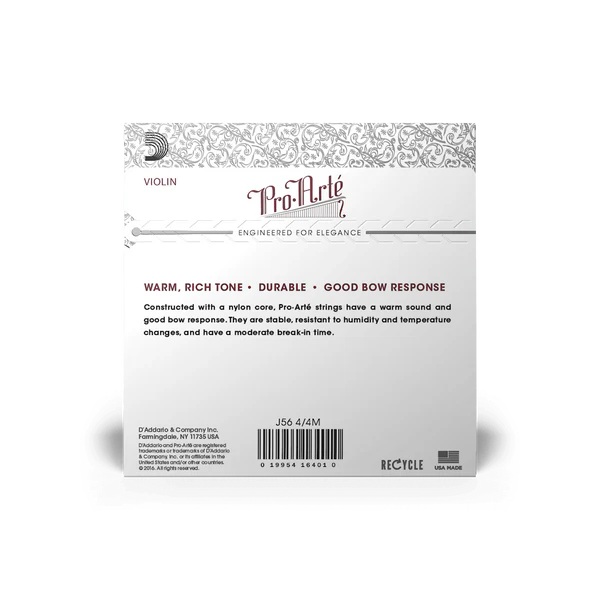 D'Addario Pro-Arté Violin String Set 4/4 Scale Medium Tension (J56 4/4M) - Deccan Retail