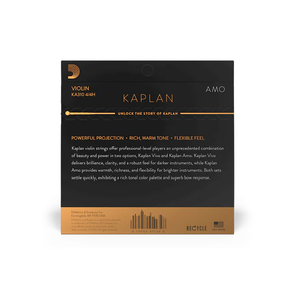 D'Addario Kaplan Amo Violin String Set 4/4 Scale Heavy Tension (KA310 4/4H) - Deccan Retail