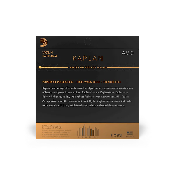 D'Addario Kaplan Amo Violin String Set 4/4 Scale Medium Tension (KA310 4/4M) - Deccan Retail