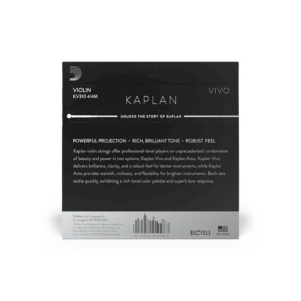 D'Addario Kaplan Vivo Violin String Set 4/4 Scale Medium Tension (KV310 4/4M) - Deccan Retail