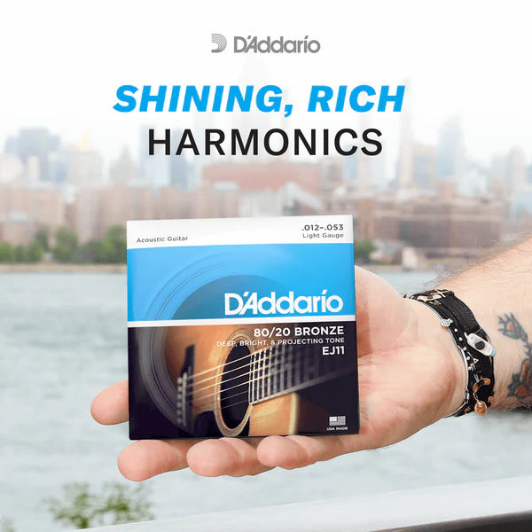 D'Addario EJ10-3D 80/20 Bronze Acoustic Guitar Strings Extra Light 10-47 (3-Pack) - Deccan Retail