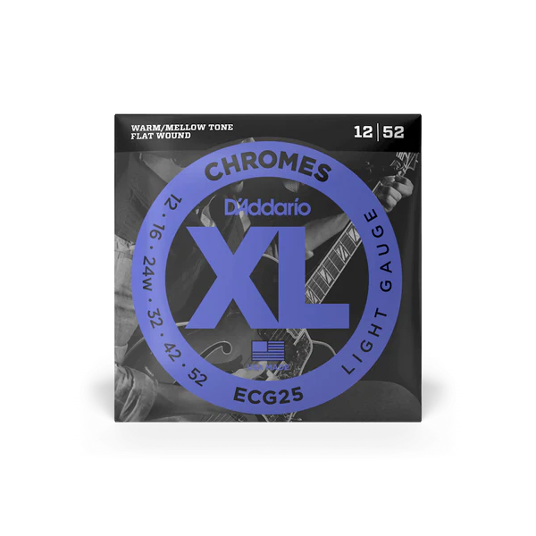 D'Addario ECG25 XL Chromes Flat Wound Electric Guitar Strings 12-52 Light - Deccan Retail