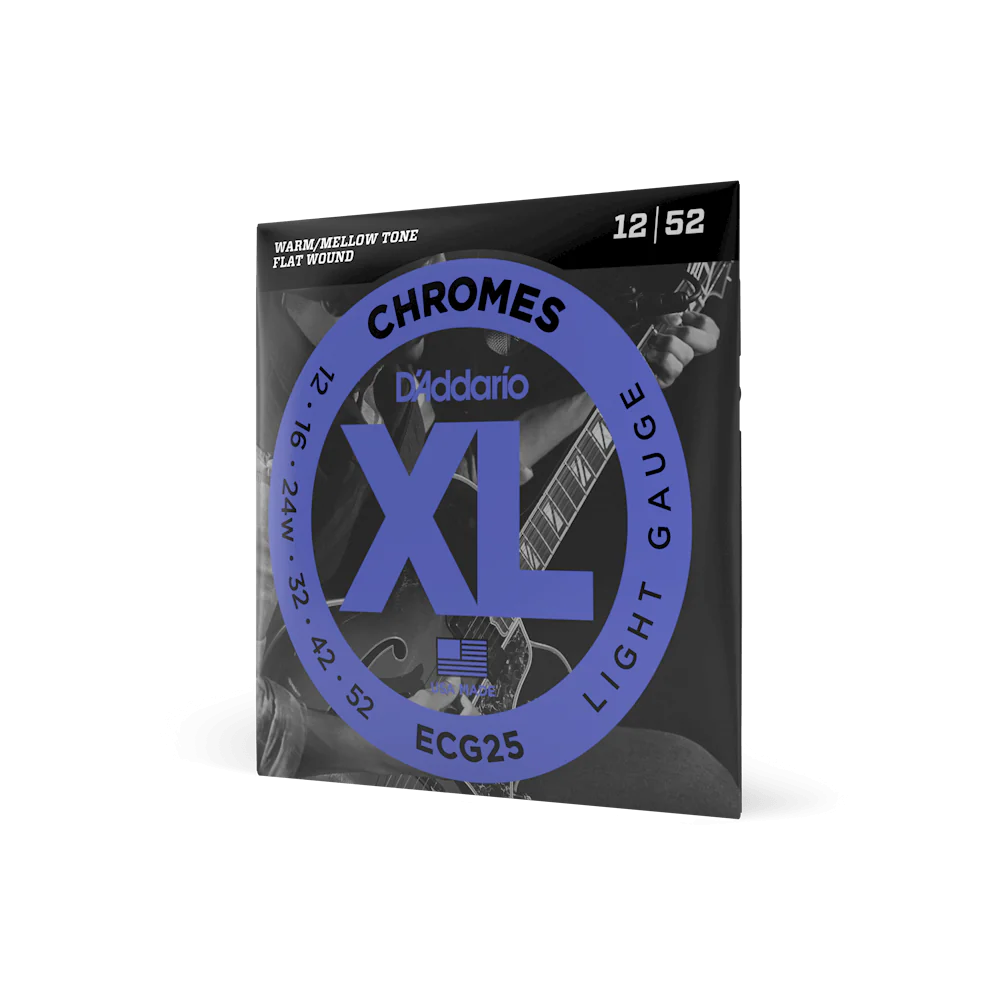 D'Addario ECG25 XL Chromes Flat Wound Electric Guitar Strings 12-52 Light - Deccan Retail