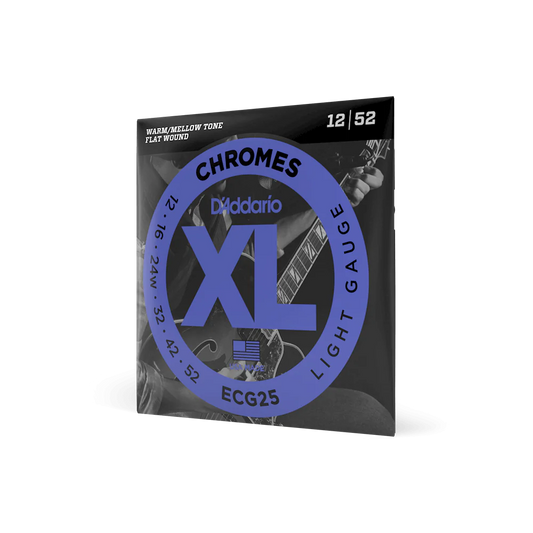 D'Addario ECG25 XL Chromes Flat Wound Electric Guitar Strings 12-52 Light - Deccan Retail
