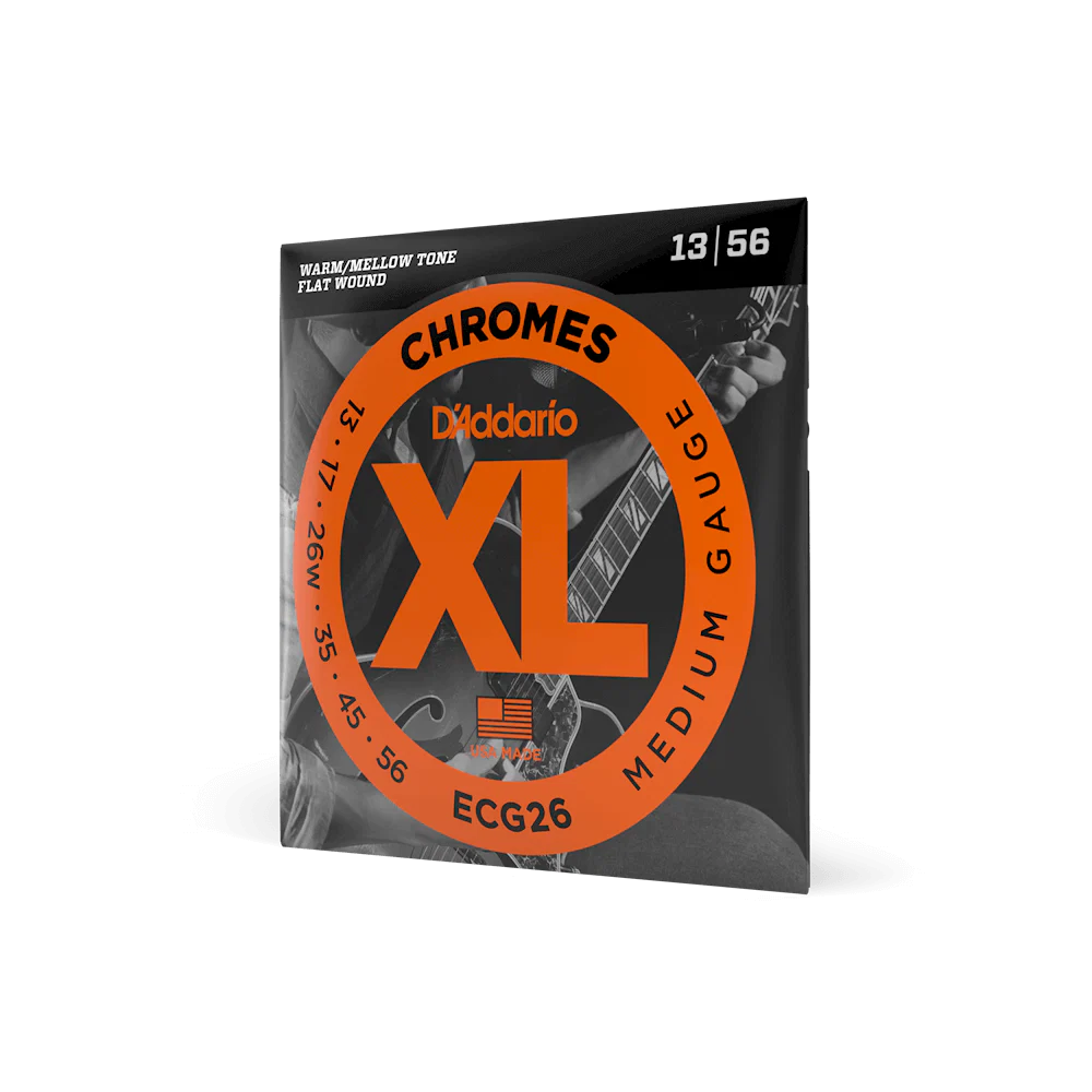 D'Addario ECG26 XL Chromes Flat Wound Electric Guitar Strings 13-56 Medium - Deccan Retail