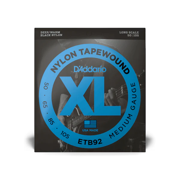 D'Addario ETB92 XL Nylon Tapewound Long Scale Bass Strings 50-105 Medium