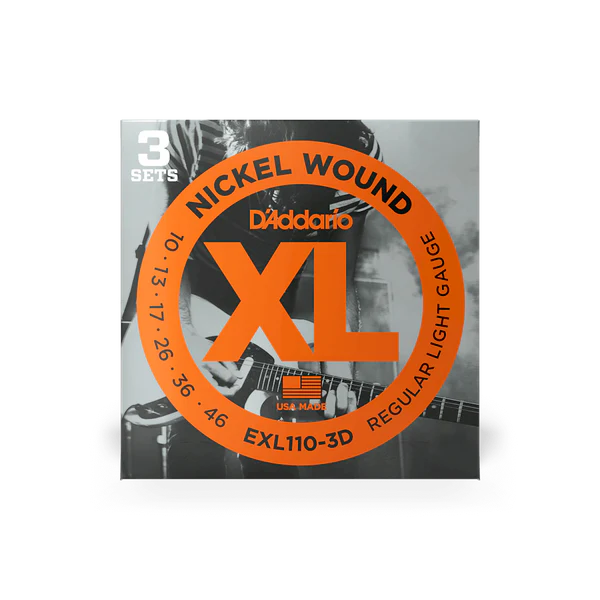 D'Addario EXL110-3D XL Nickel Wound Electric Guitar Strings 10-46 Regular Light 3-Pack - Deccan Retail