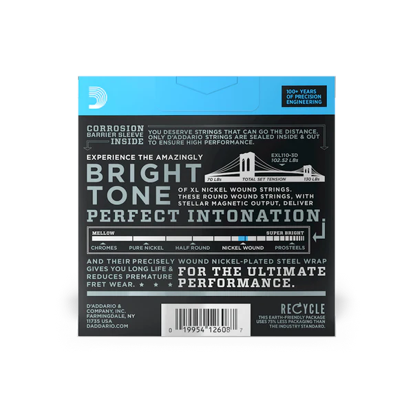 D'Addario EXL110-3D XL Nickel Wound Electric Guitar Strings 10-46 Regular Light 3-Pack - Deccan Retail
