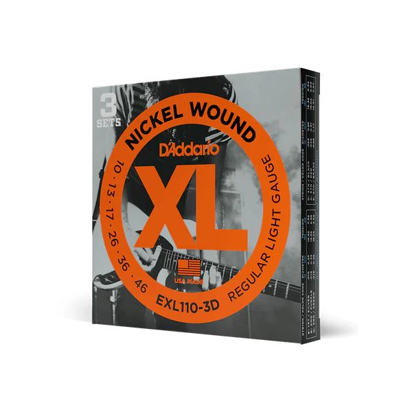 D'Addario EXL110-3D XL Nickel Wound Electric Guitar Strings 10-46 Regular Light 3-Pack - Deccan Retail