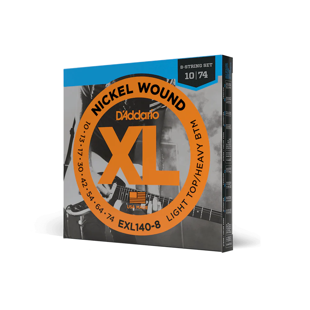 D'Addario EXL140-8 XL Nickel Wound 8-String Electric Guitar Strings 10-74 Light Top/Heavy Bottom - Deccan Retail