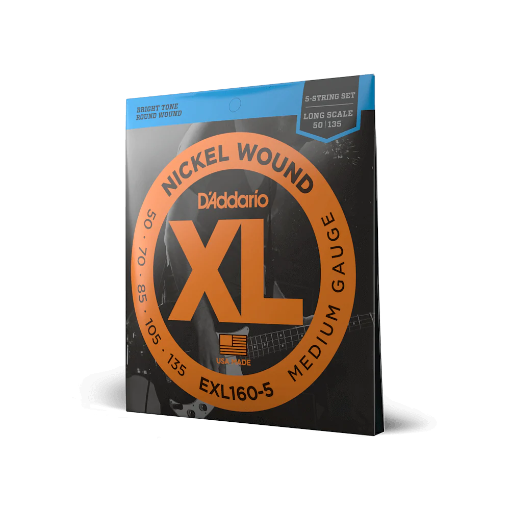 D'Addario EXL160-5 XL Nickel Long Scale 5-String Bass Strings 50-135 Medium - Deccan Retail