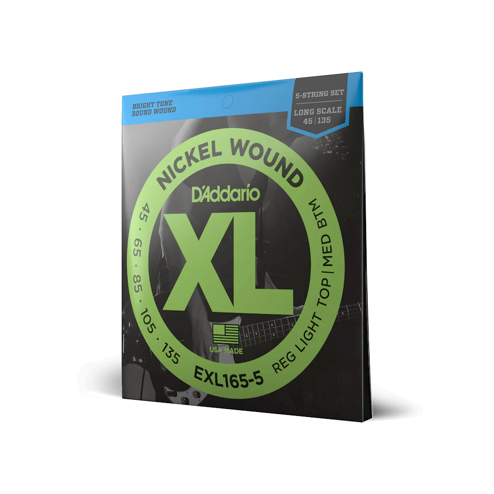 D'Addario EXL165-5 XL Nickel Long Scale 5-String Bass Strings 45-135 Regular Light Top/Medium Bottom - Deccan Retail