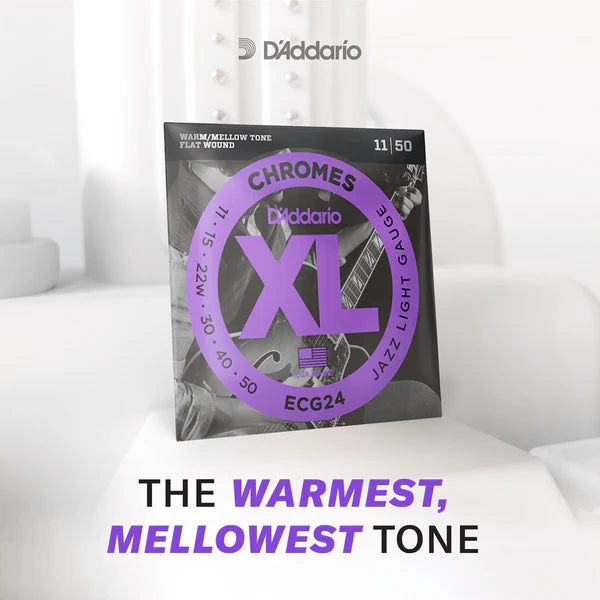 D'Addario ECG25 XL Chromes Flat Wound Electric Guitar Strings 12-52 Light - Deccan Retail